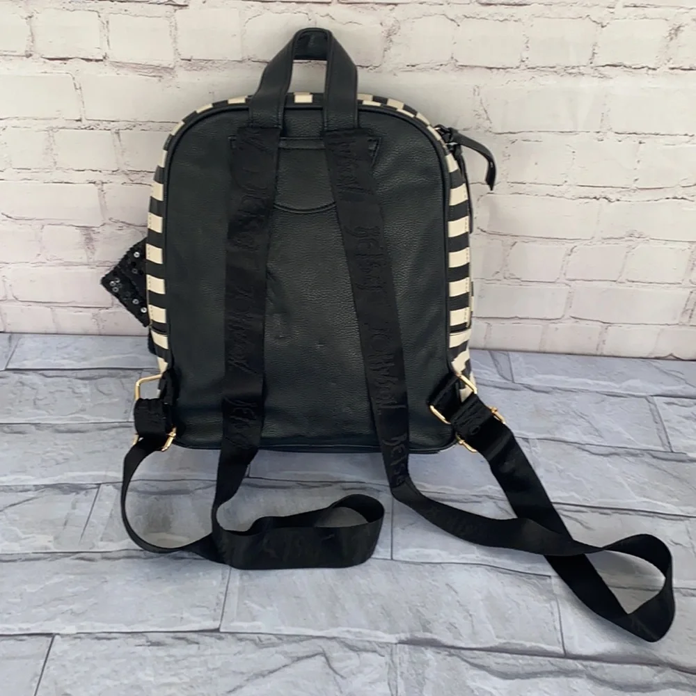 Betsey Johnson black striped backpack
